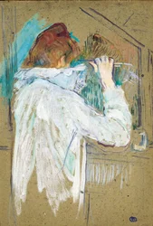 Woman Curling Her Hair